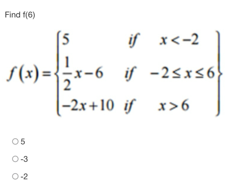 Find f(6)
5
-3
-2