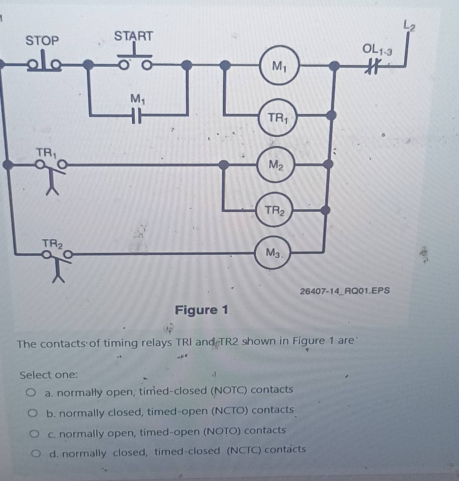 Solved: Figure 1 The contacts of timing relays TRI and TR2 shown in ...