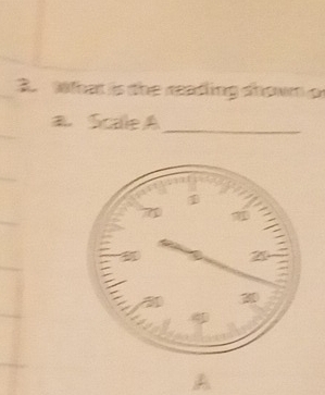 what is the reading shown o 
a. Scale A 
_ 
A