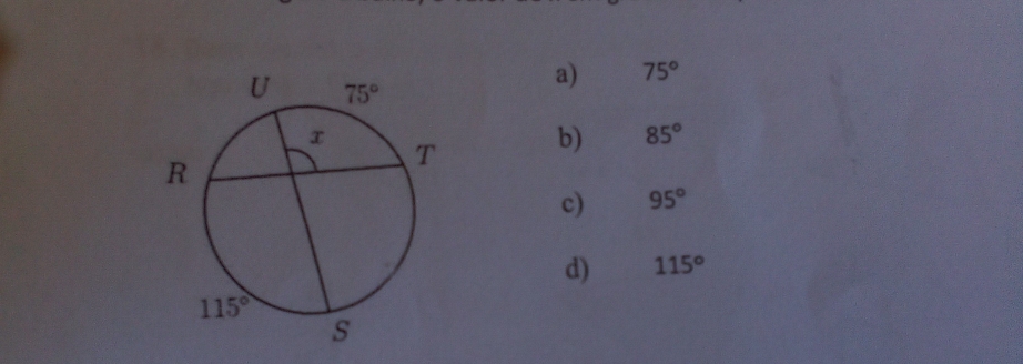 a) 75°
b) 85°
c) 95°
d) 115°