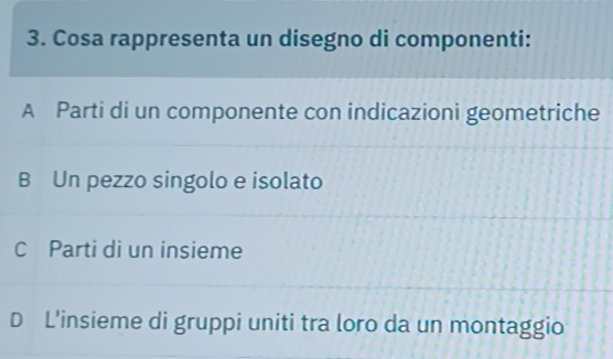 Risolto:Cosa rappresenta un disegno di componenti: A Parti di un ...