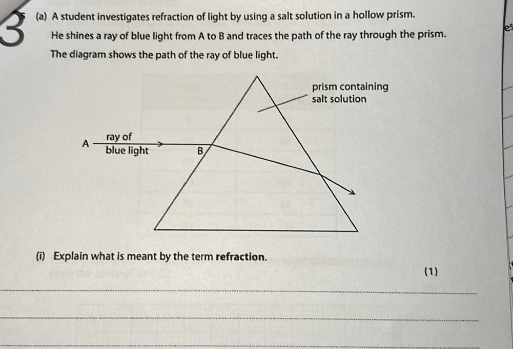 Solved: 3 (a) A student investigates refraction of light by using a ...