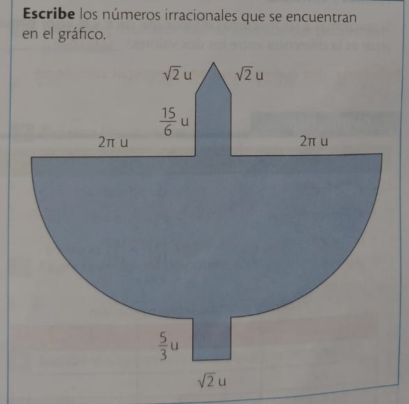 Escribe los números irracionales que se encuentran
en el gráfico.