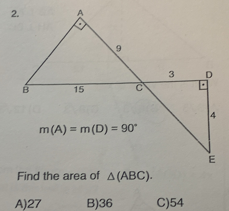 A)27 B)36 C)54