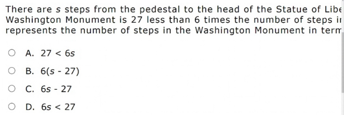 Solved: There are s steps from the pedestal to the head of the Statue ...