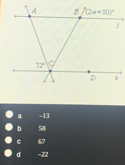 a -13
b 58
C 67
d -22