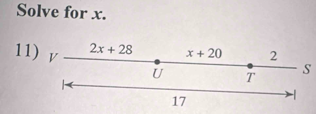 Solve for x.
1
S