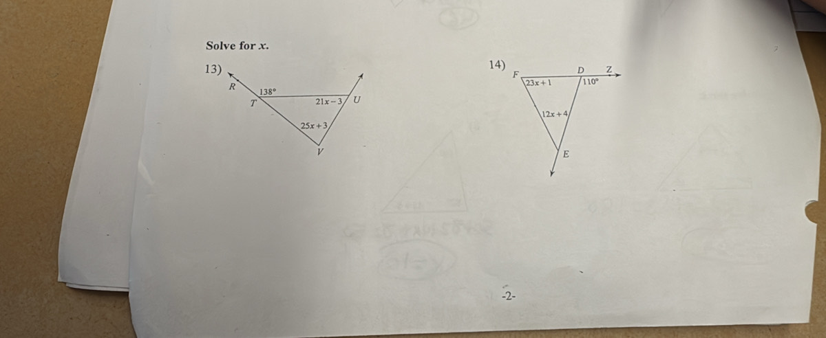 Solve for x.
14)
-2-