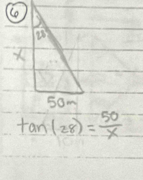 tan (28)= 50/x 