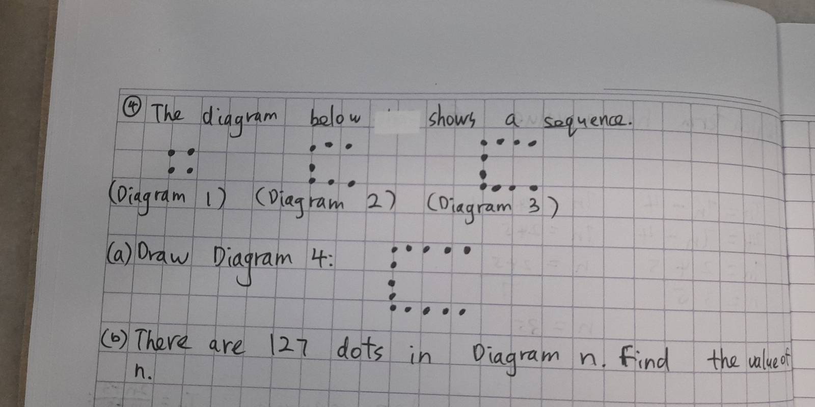 Selesai:④ The diagram below shows a sequence. (Diagram 1) (Diagram 2 ...