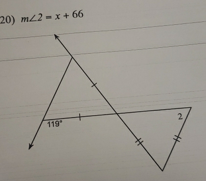 m∠ 2=x+66