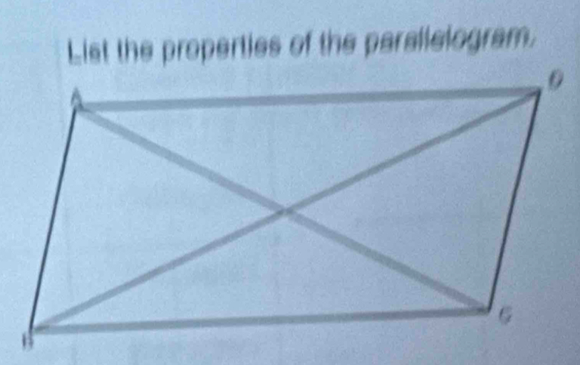 List the properties of the parallelogram.