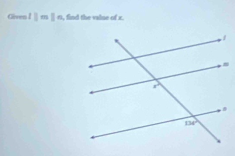 Given lparallel mparallel n , find the valne of x.