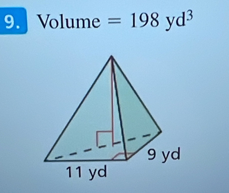 Volume : =198yd^3