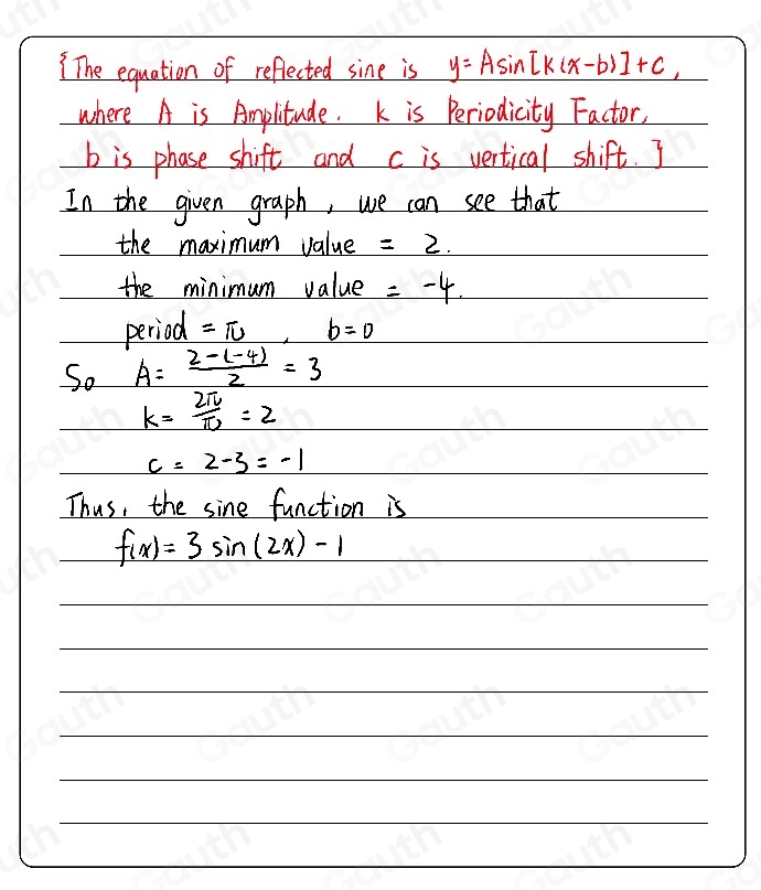Solved: The graph of a sine function is shown. Move numbers into the ...