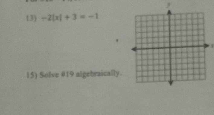 -2|x|+3=-1
15) Solve # 19 algebraically.