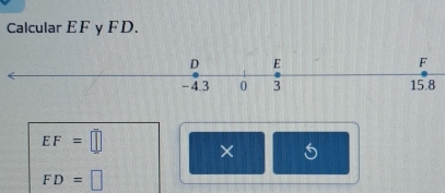 Calcular EF γ F D.
EF=□
× 5
FD=□