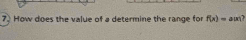 How does the value of a determine the range for f(x)= am?