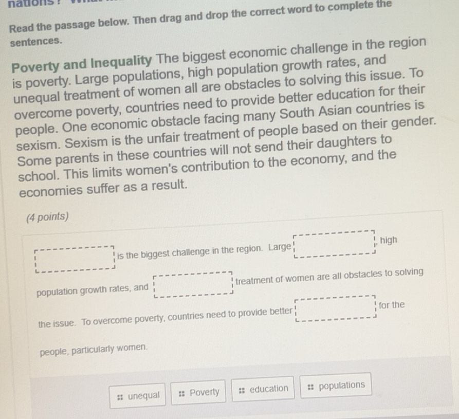 Solved: nations ! Read the passage below. Then drag and drop the ...