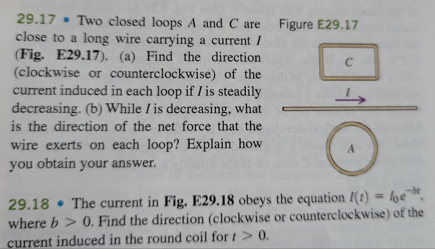 Solved: 29.17 • Two closed loops A and C are Figure E29.17 close to a ...