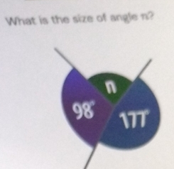 What is the size of angle n?
n
98° 17T