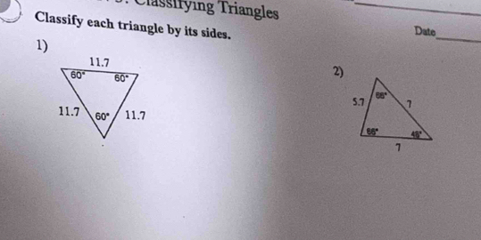 Cassifying Triangles_
Classify each triangle by its sides.
_
Date
1)
2)