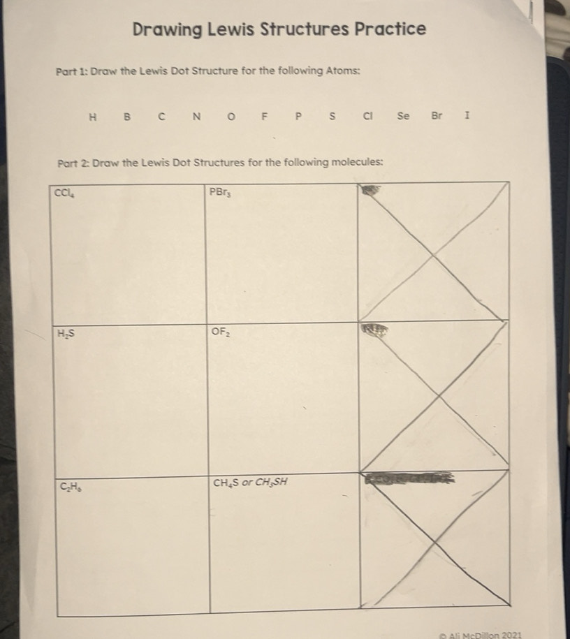 Solved: Drawing Lewis Structures Practice Part 1: Draw the Lewis Dot ...