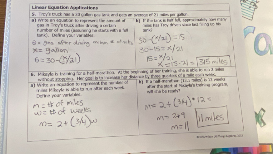 Linear Equation Applications