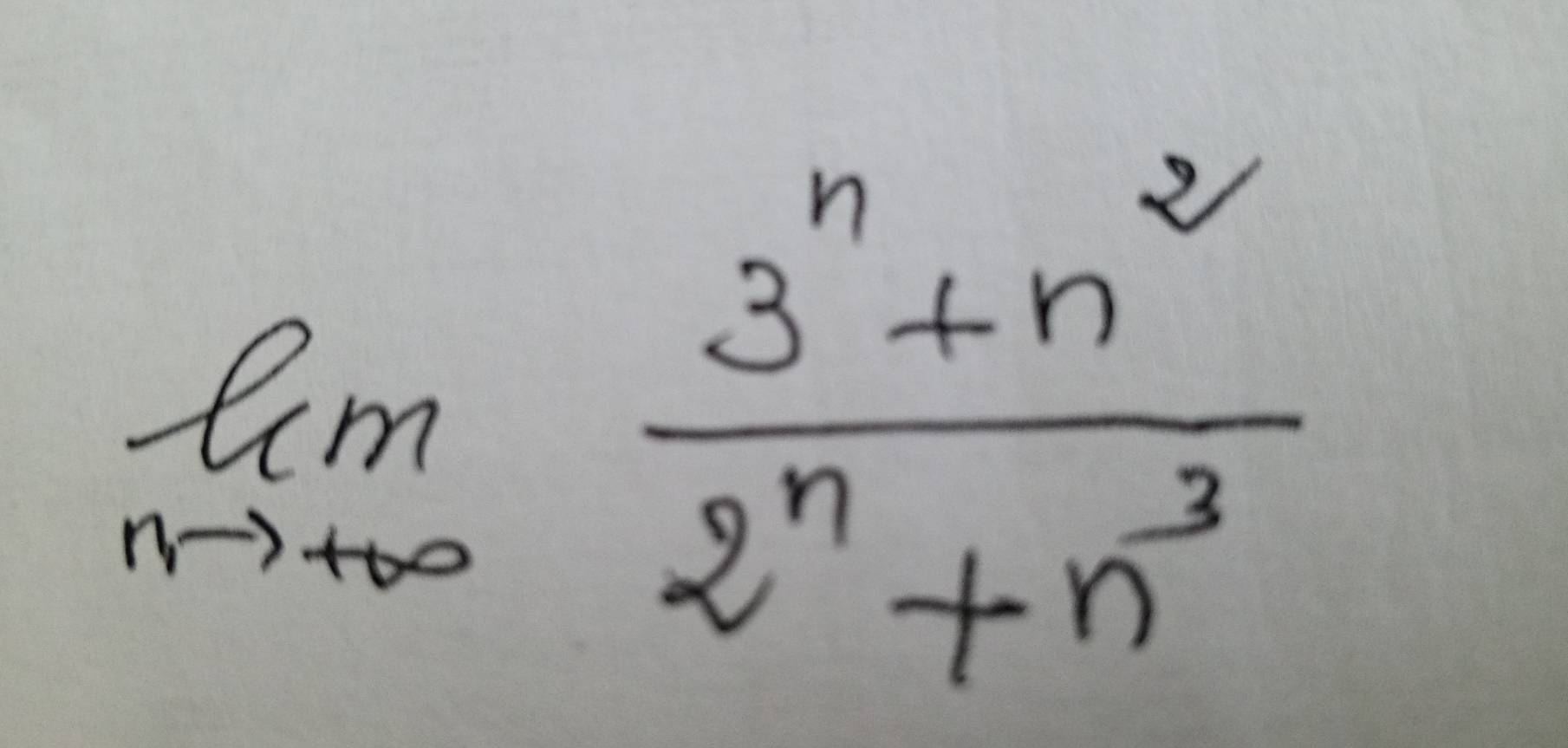 limlimits _nto +∈fty  (3^n+n^2)/2^n+n^3 