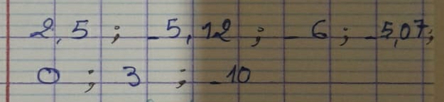 2.5; -5,12; -6; -5,07;
0; 3; -10