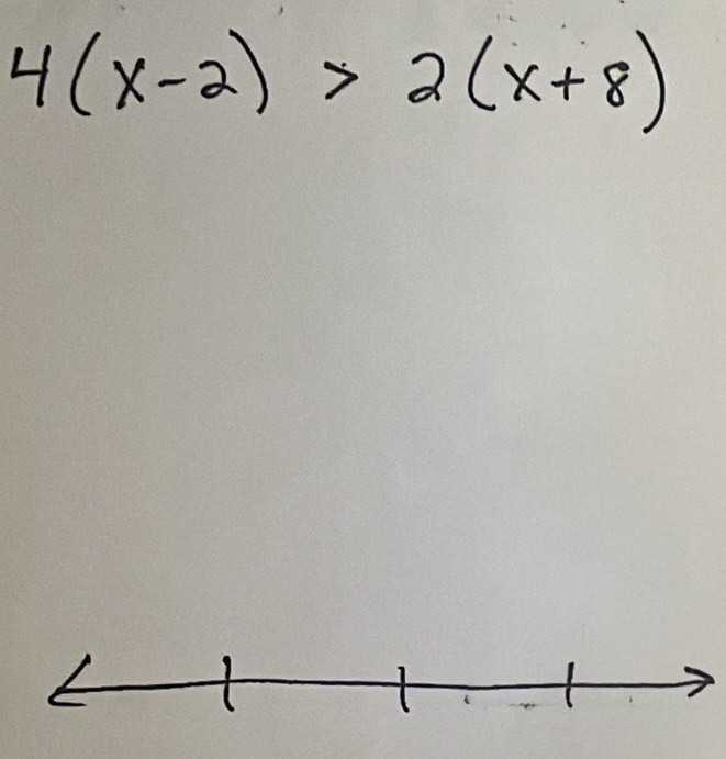 4(x-2)>2(x+8)