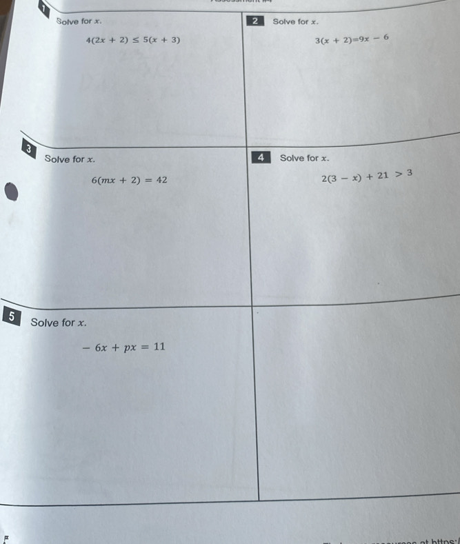 Solve for x. 2  Solve for x.
5