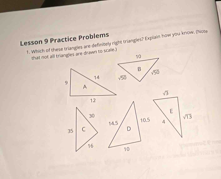 Solved: Lesson 9 Practice Problems 1. Which of these triangles are ...