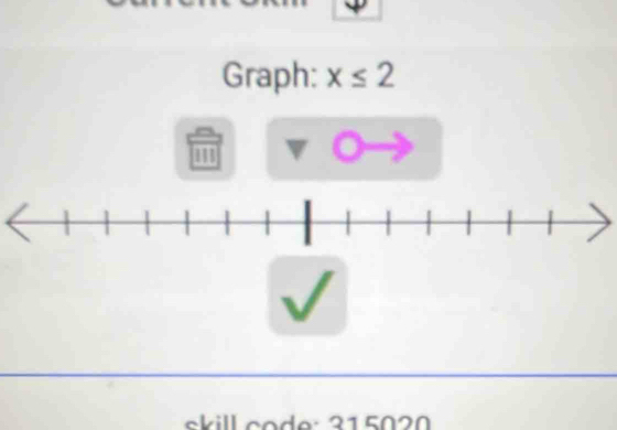 Graph: x≤ 2
skill code: 315020