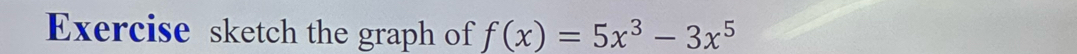 Exercise sketch the graph of f(x)=5x^3-3x^5