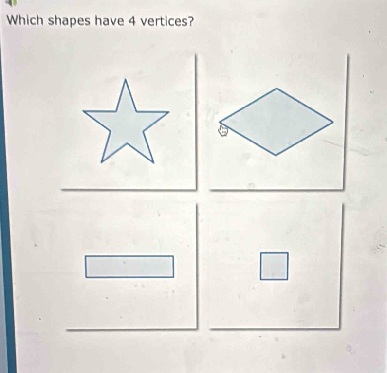 Which shapes have 4 vertices?