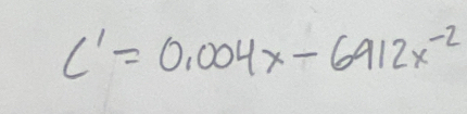 C'=0.004x-6912x^(-2)