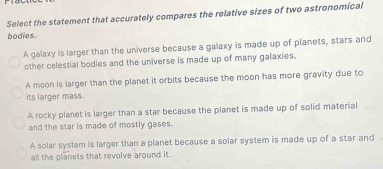 Solved: Select the statement that accurately compares the relative ...