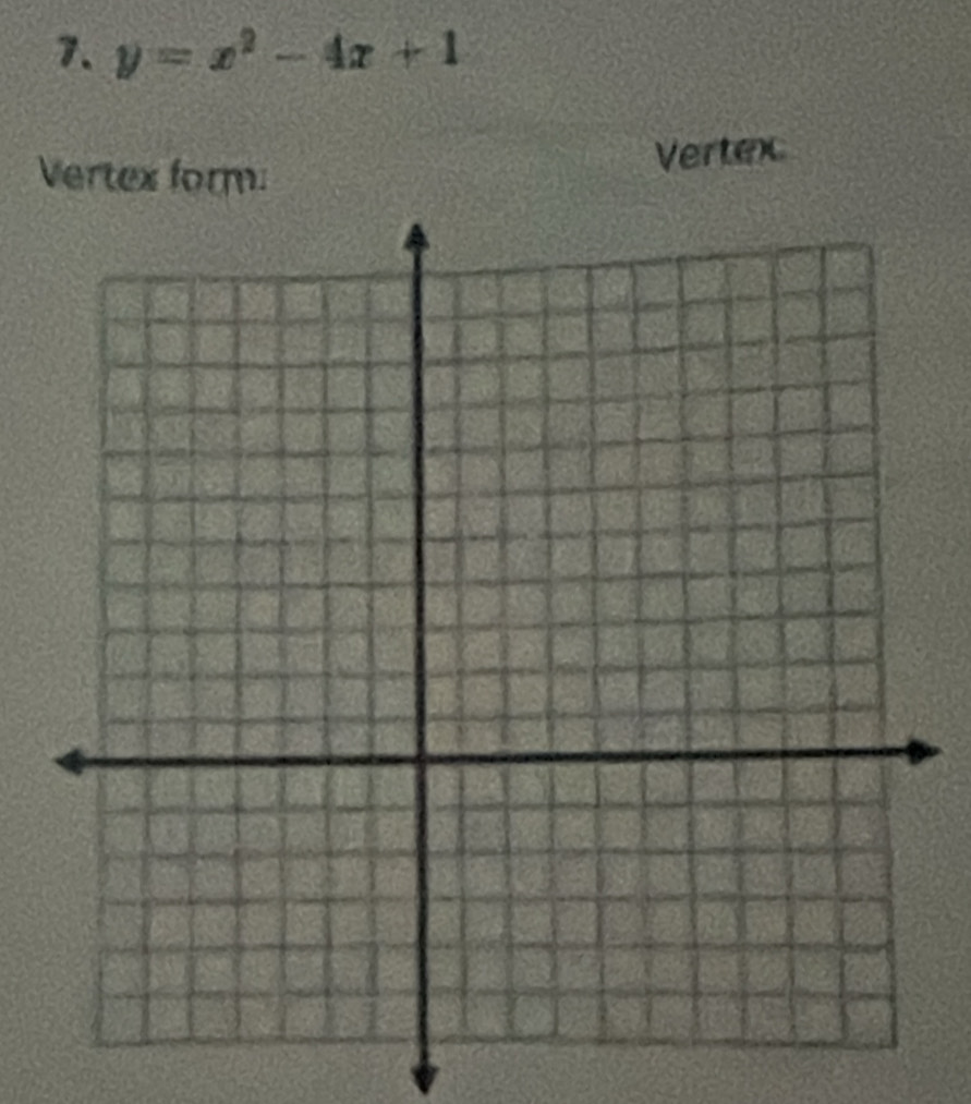 y=x^2-4x+1
Vertex form: 
Vertex