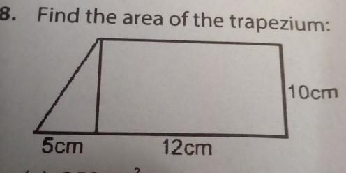 Find the area of the trapezium: