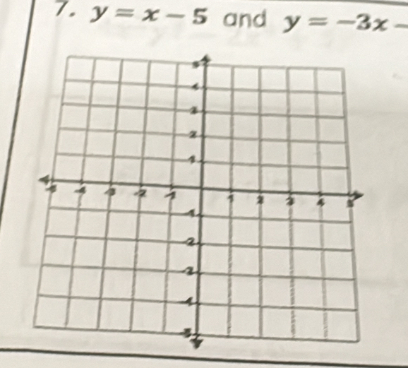 y=x-5 and y=-3x-