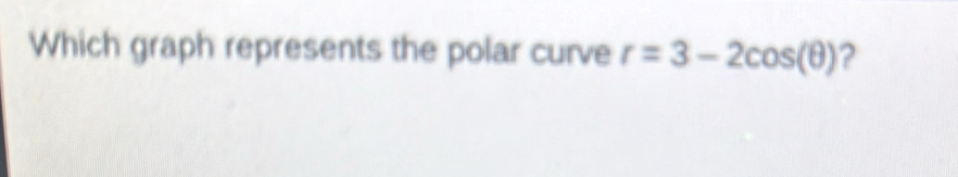 Which graph represents the polar curve r=3-2cos (θ ) ?