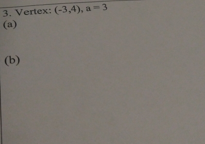 Vertex: (-3,4), a=3
(a) 
(b)