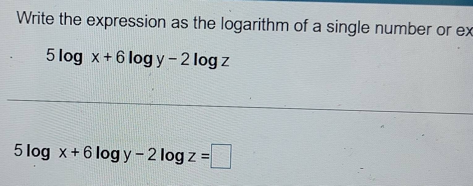 Solved: Write the expression as the logarithm of a single number or ex ...