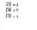 overline AD=4
overline DB=9
overline CD=x