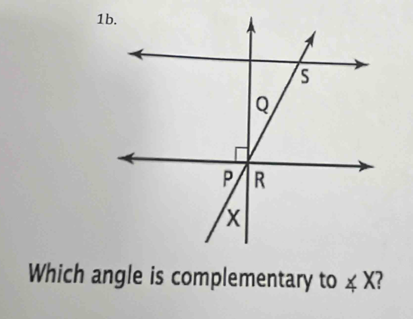 Which angle is complementary to ∠ X