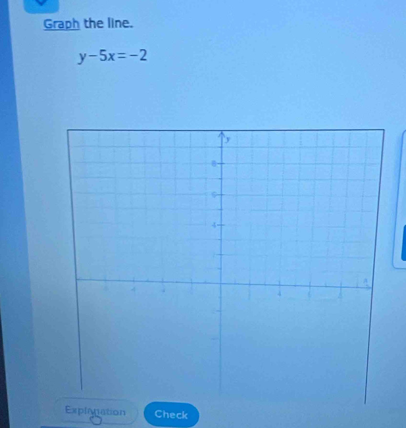 Graph the line.
y-5x=-2
tion Check