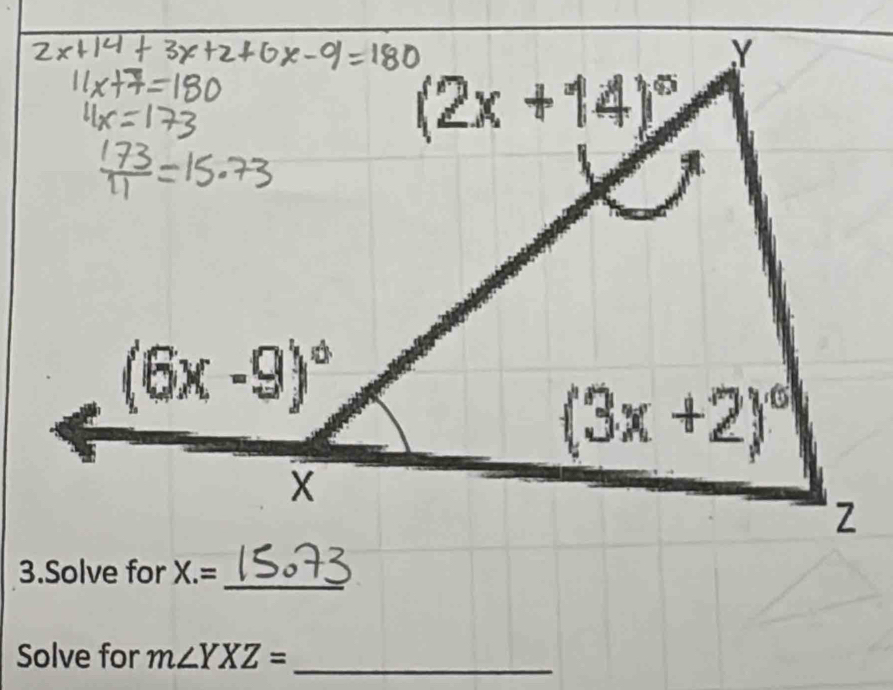 Solve for m∠ YXZ= _