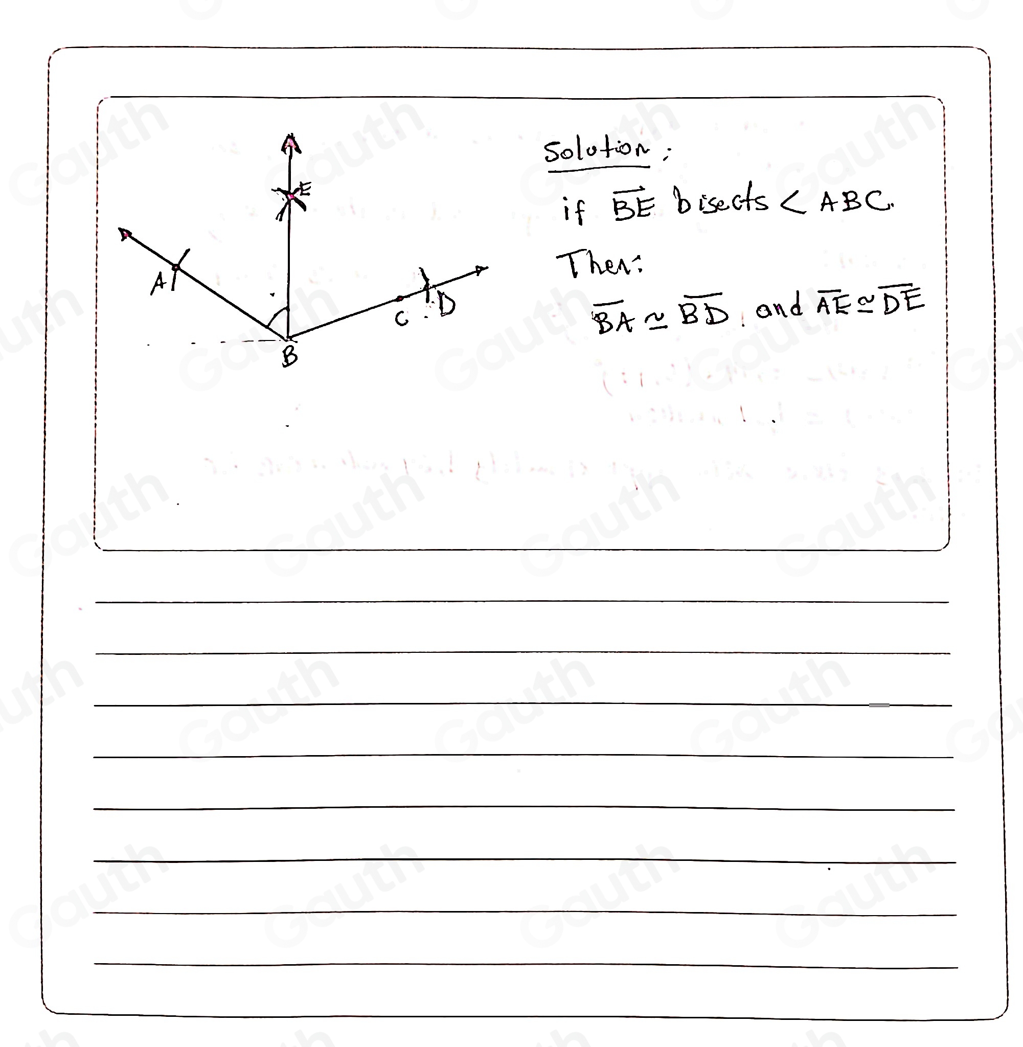 Solved: Shinji started with angle ∠ ABC and constructed ray vector BE ...