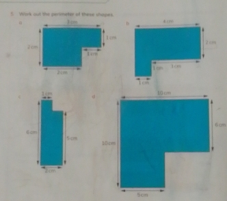 Work out the perimeter of these shapes.